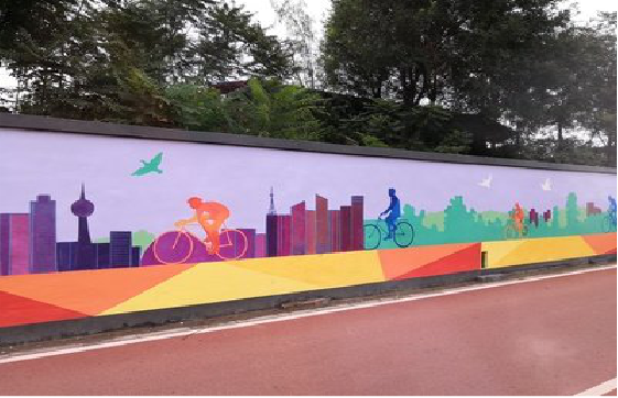 黄石墙体彩绘-围墙