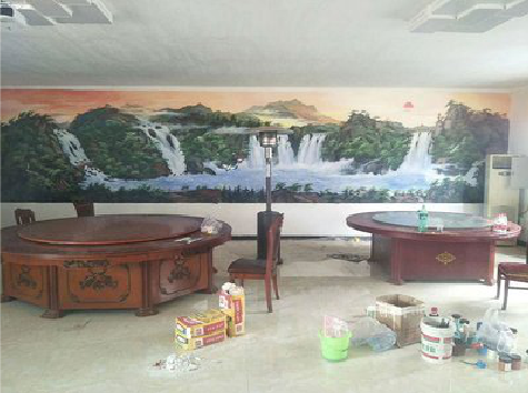 黄石墙绘-写实风景