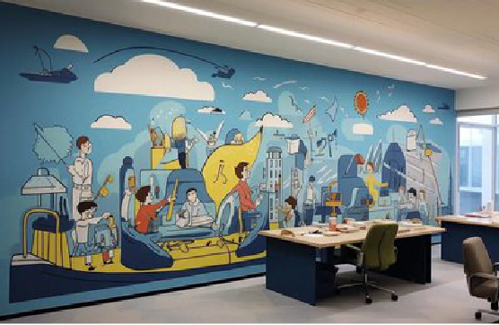 黄石办公室墙绘的特点。